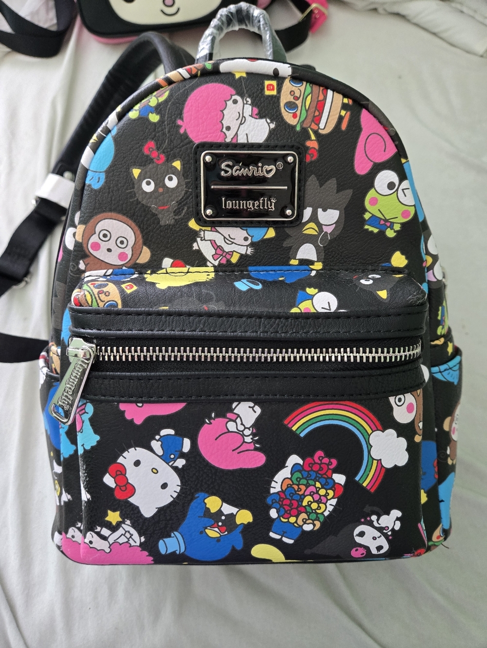 Sanrio Black Mini Backpack with Colorful Character Print NwT